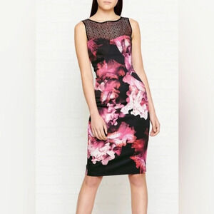 Karen Millen Midnight Orchid  Floral Print Dress, size 8